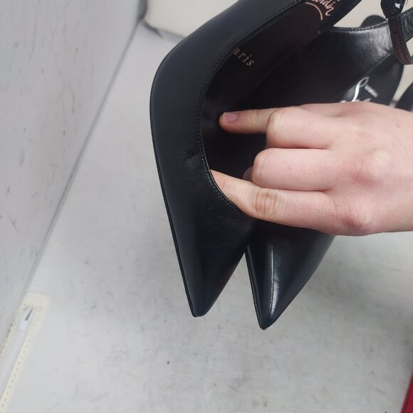 Christian Louboutin Black Strappy Condora Leather Heel Shoe - Picture 9 of 11